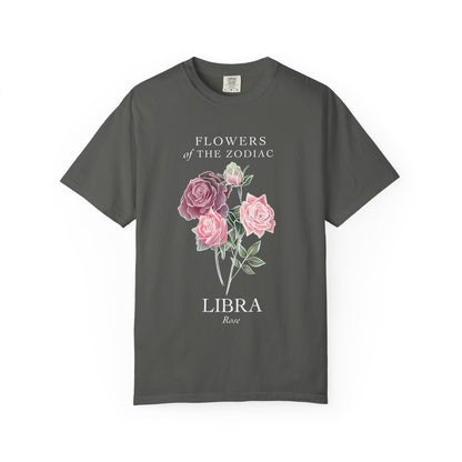 Libra Floral T-Shirt – Pink Rose – Astrology T-Shirt
