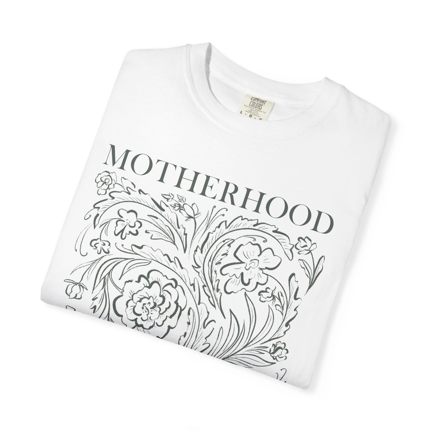 Motherhood T-Shirt — "Blessed is the Fruit of Thy Womb" Hand-Drawn Floral Tee
