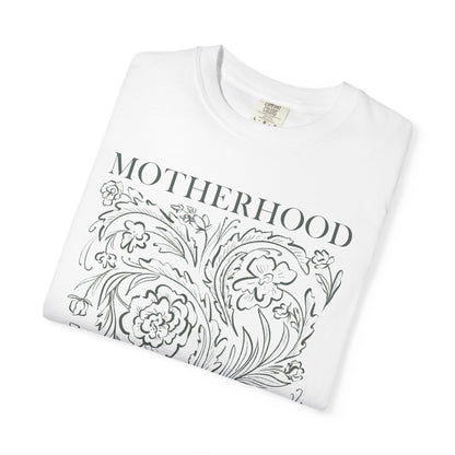 Motherhood T-Shirt — "Blessed is the Fruit of Thy Womb" Hand-Drawn Floral Tee