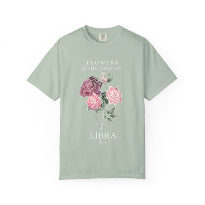Libra Floral T-Shirt – Pink Rose – Astrology T-Shirt