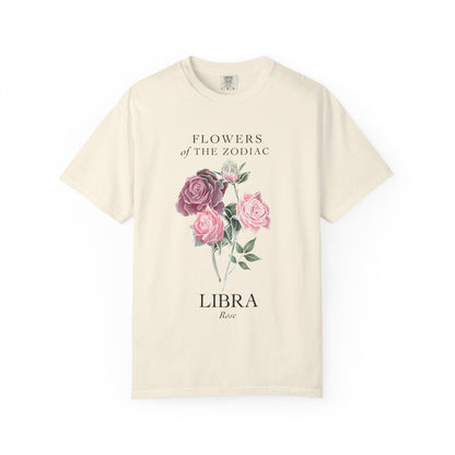 Libra Floral T-Shirt – Pink Rose – Astrology T-Shirt