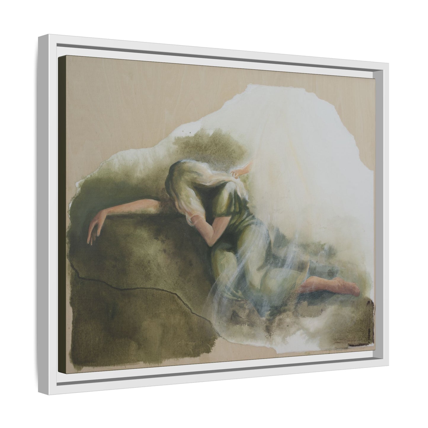 "A Mother's Gethsemane" — Framed Canvas Art Print