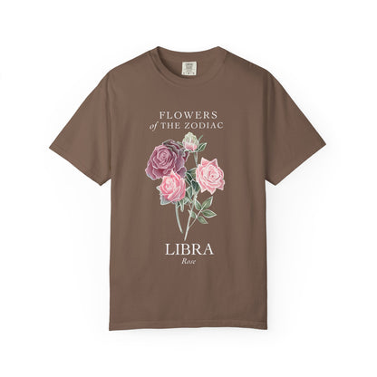 Libra Floral T-Shirt – Pink Rose – Astrology T-Shirt