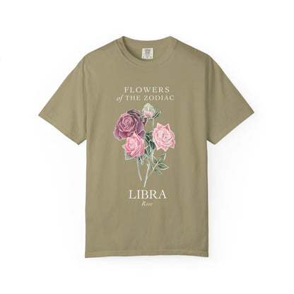 Libra Floral T-Shirt – Pink Rose – Astrology T-Shirt