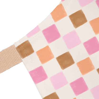 Pink Checkered Apron — Fun Flirty Kitchen Apron with 5-Color Straps