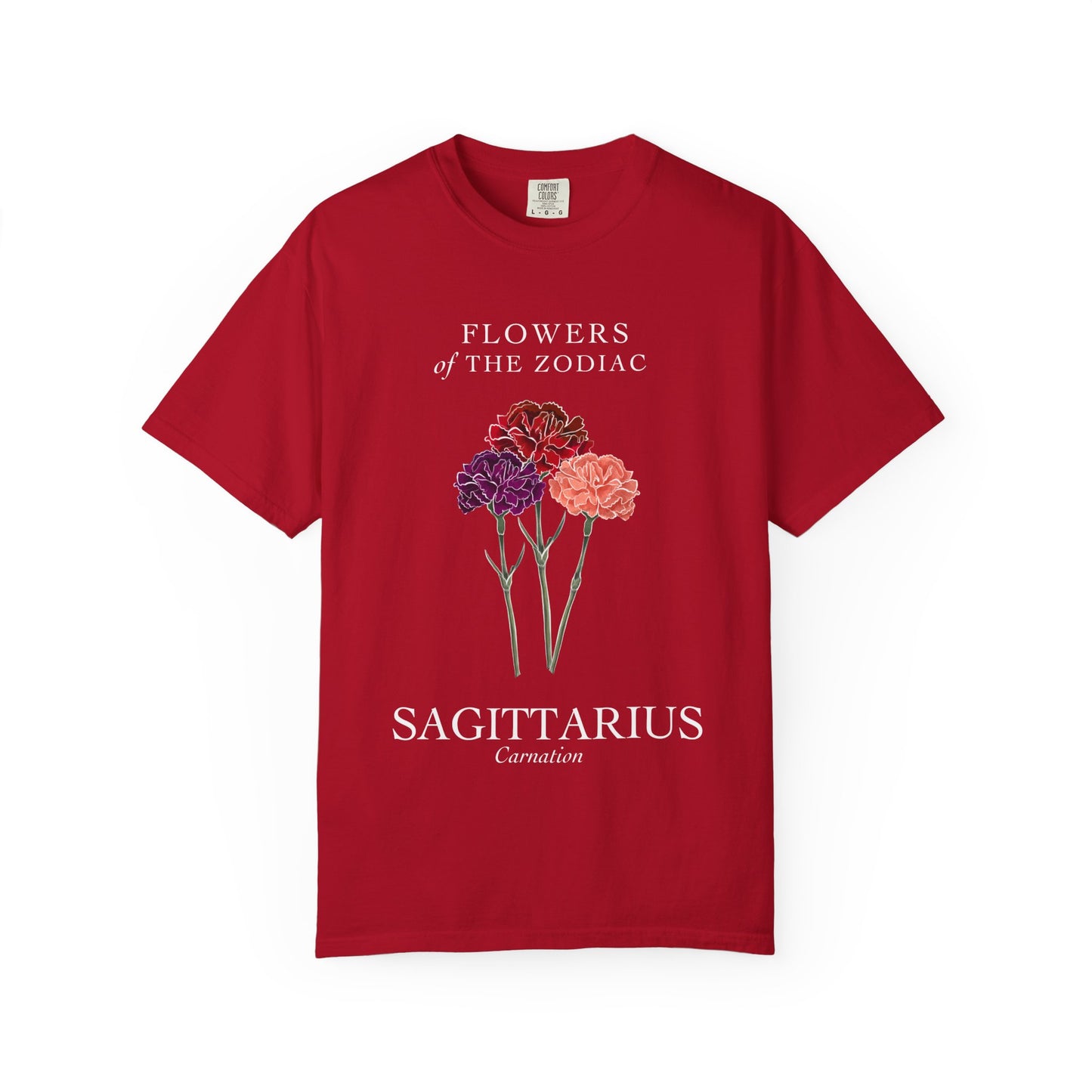 Sagittarius Floral T-Shirt – Carnation – Astrology T-Shirt