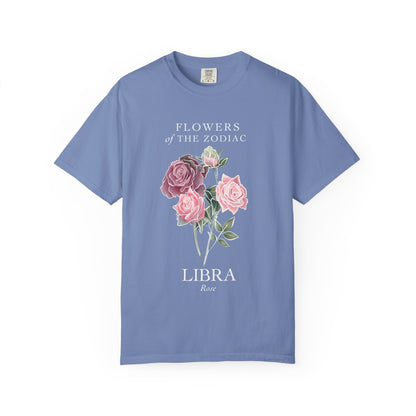 Libra Floral T-Shirt – Pink Rose – Astrology T-Shirt