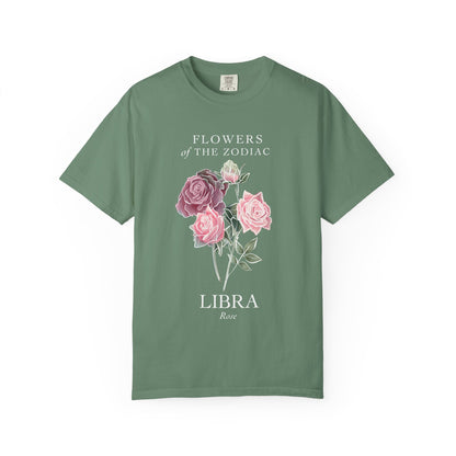 Libra Floral T-Shirt – Pink Rose – Astrology T-Shirt