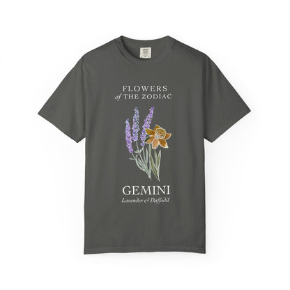 Gemini Floral T-Shirt – Lavender & Daffodil – Astrology T-Shirt