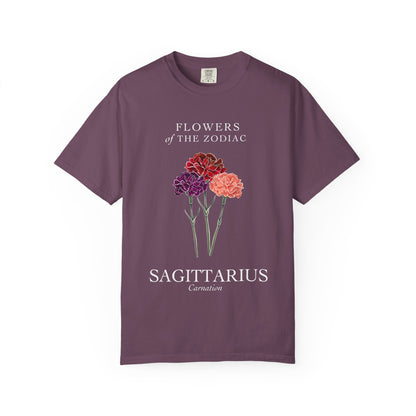 Sagittarius Floral T-Shirt – Carnation – Astrology T-Shirt