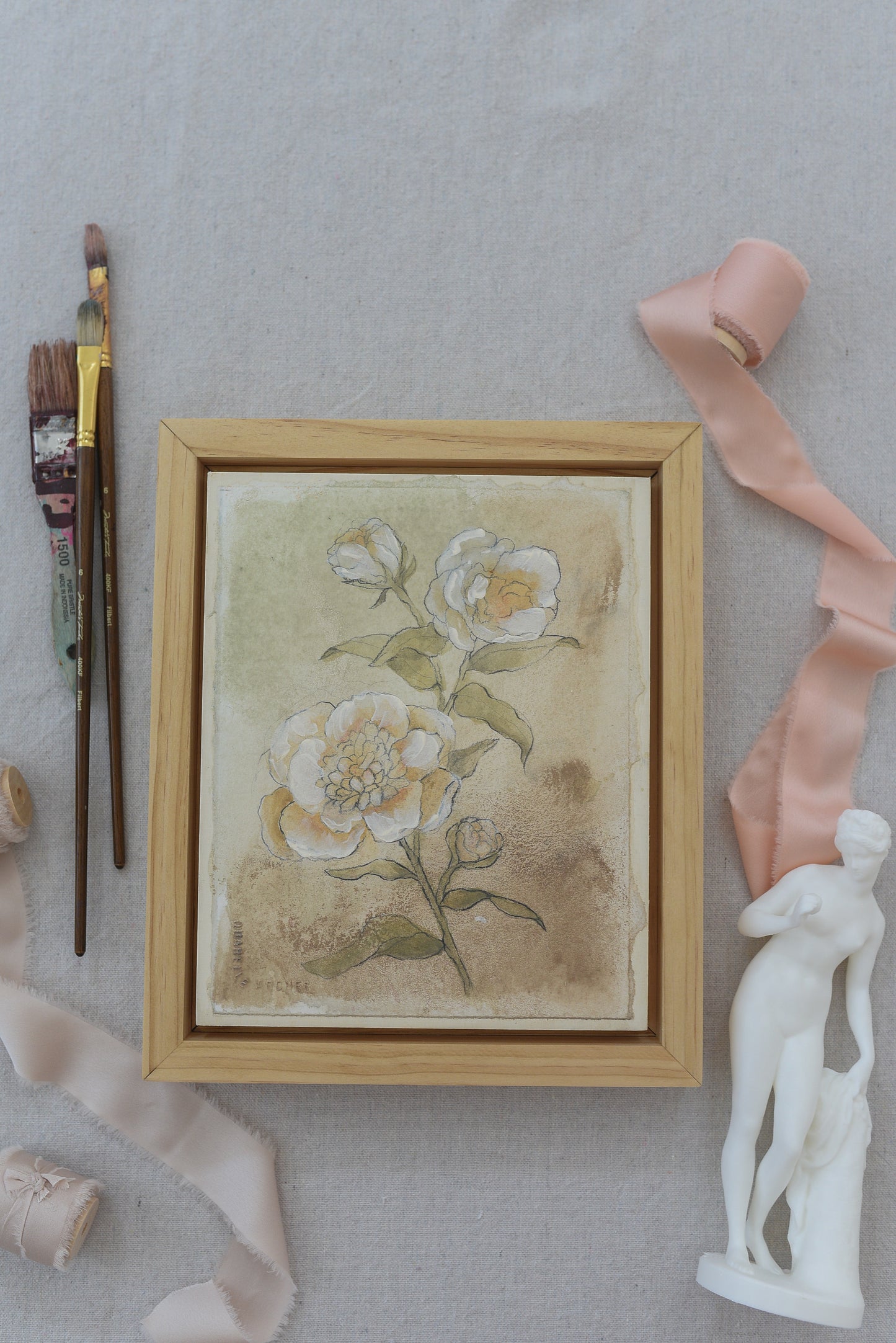 Gentle Bloom | Original Fine Art Framed 8x10 Floral Painting