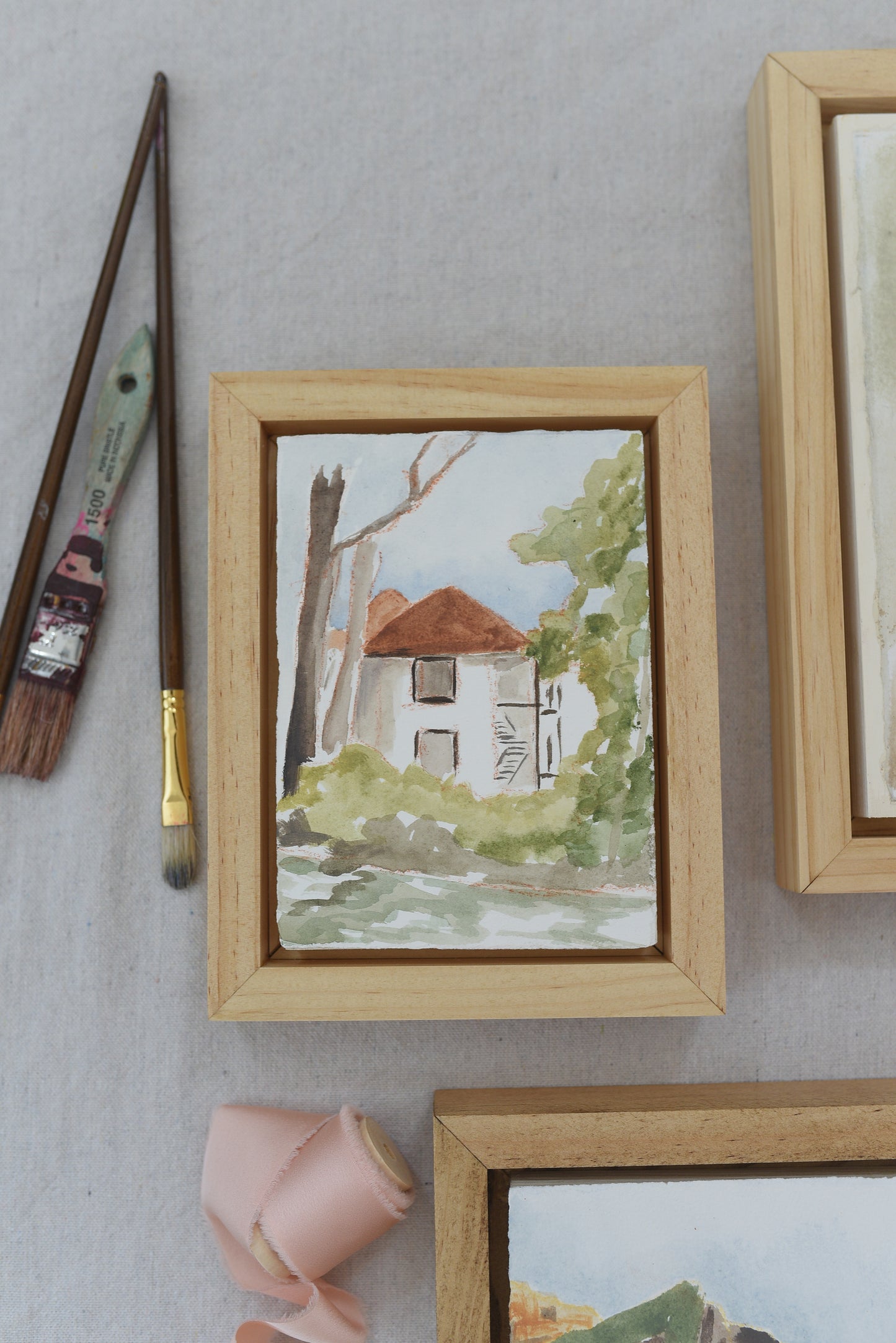 Cottage in the Trees | Original Fine Art Framed 5x7 Landscape Painting