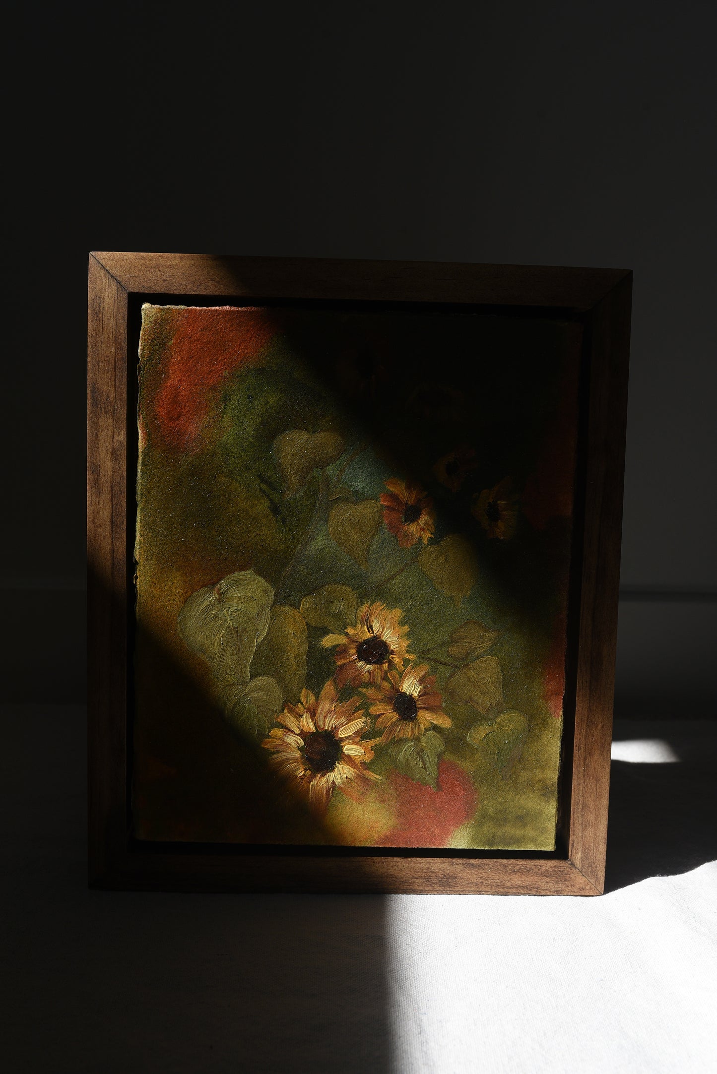 Autumn Sunflowers | Original Fine Art Framed 8x10 Floral Painting