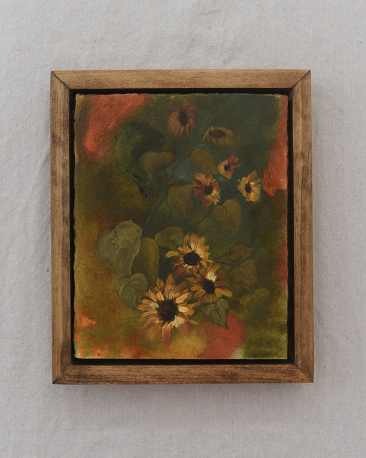 Autumn Sunflowers | Original Fine Art Framed 8x10 Floral Painting