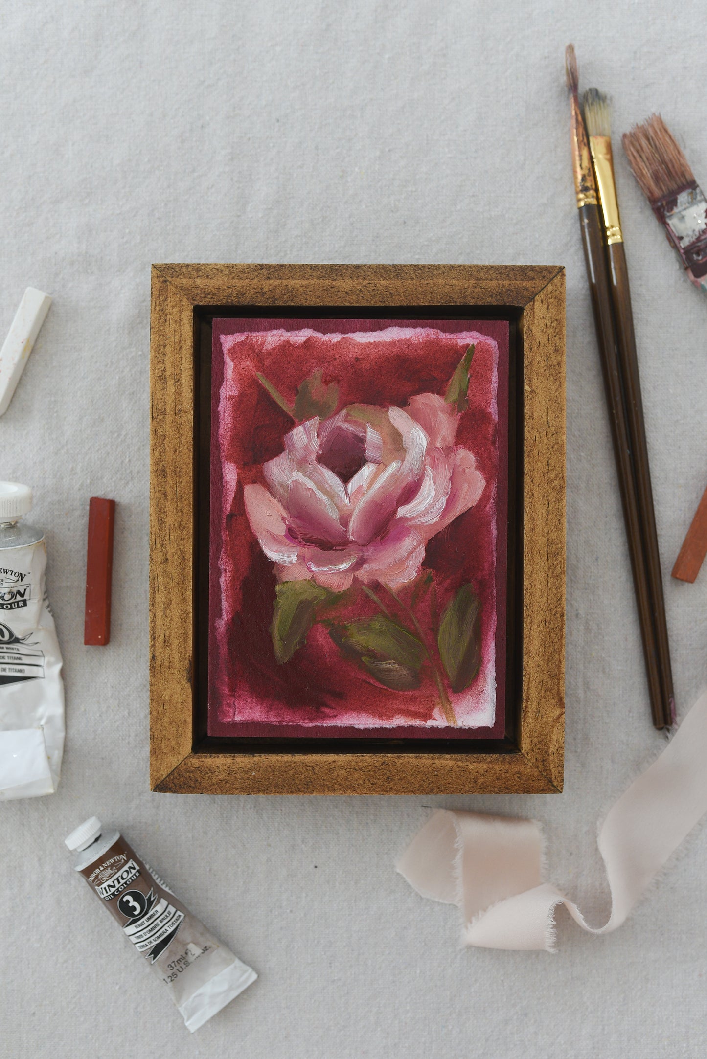 Elegant Bloom | Original Fine Art Framed 5x7 Floral Painting