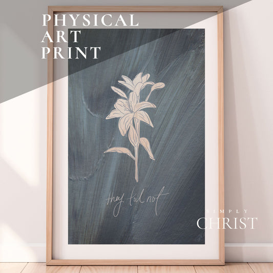 Lily Blue Wall Art Print | Bible Sketch Art Print | Bible Modern Art | Bible Artwork | Minimal Sketch | Minimal Art | Christianity Sketch