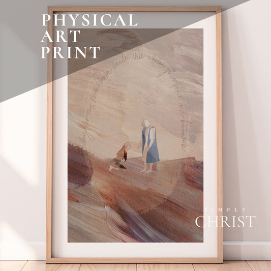 Jesus Heals Woman with an Issue of Blood | Modern Jesus Miracles Art Print | Minimalistic Jesus Art | Bible Miracles Wall Art Print Gift
