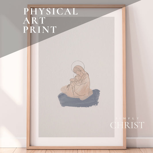 Mary and Jesus Nativity Minimalist Wall Art Print | Christian Minimalist Christmas Nativity Art Print | Nativity Scene Wall Art Print Set