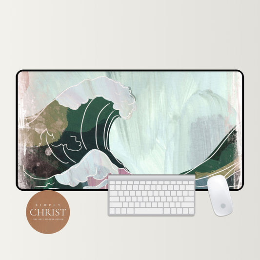 The Wave Desk Mat, Ocean Desk Mat, Boho Deskmat, Boho Desk Mat, Green desk mat, Desk mat aesthetic, Deskmat, Desk mat green, Large desk mat
