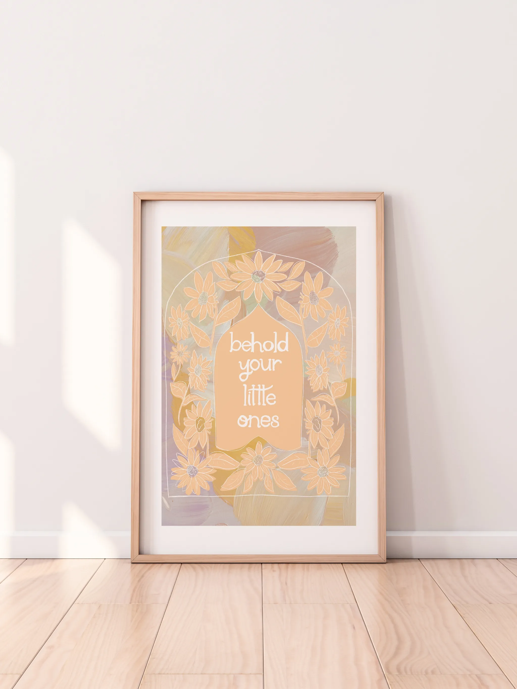 Behold Your Little Ones Scripture, shown as a print.