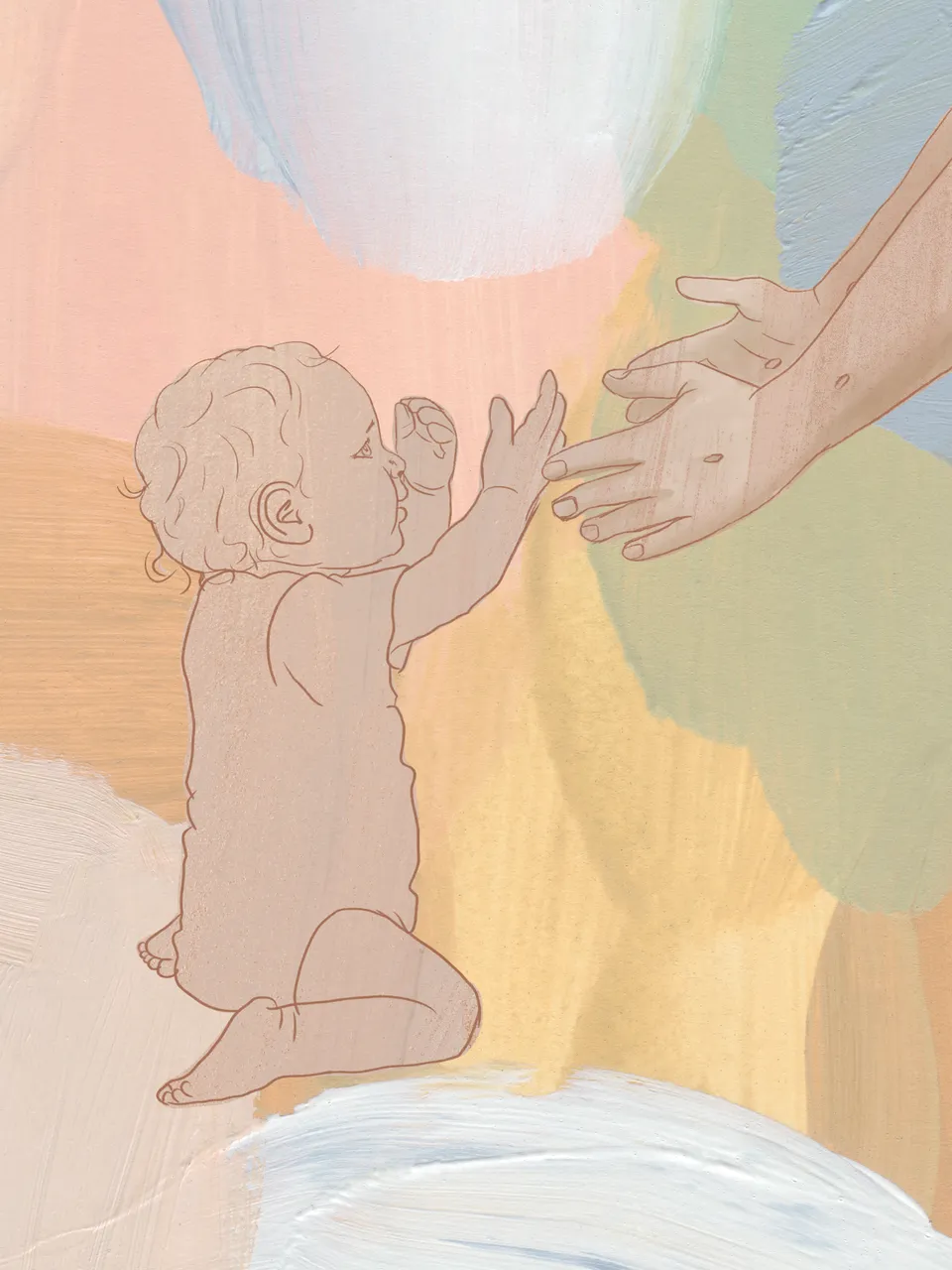 Child reaching toward Jesus, the full artwork.