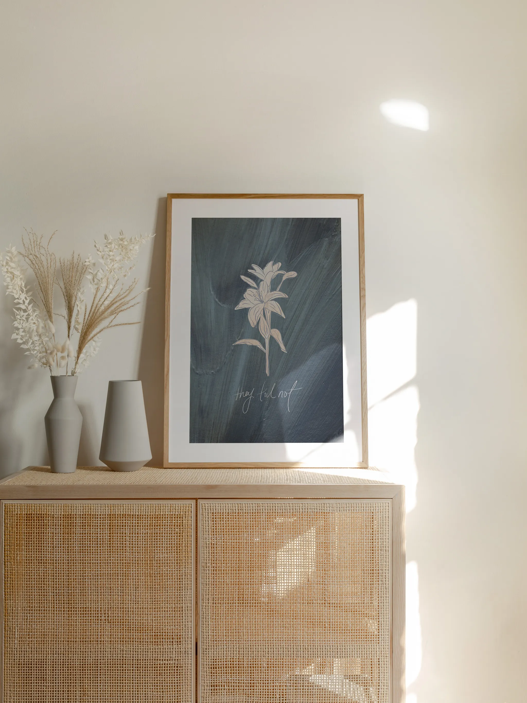 Consider the Lilies on Blue, shown as a print.