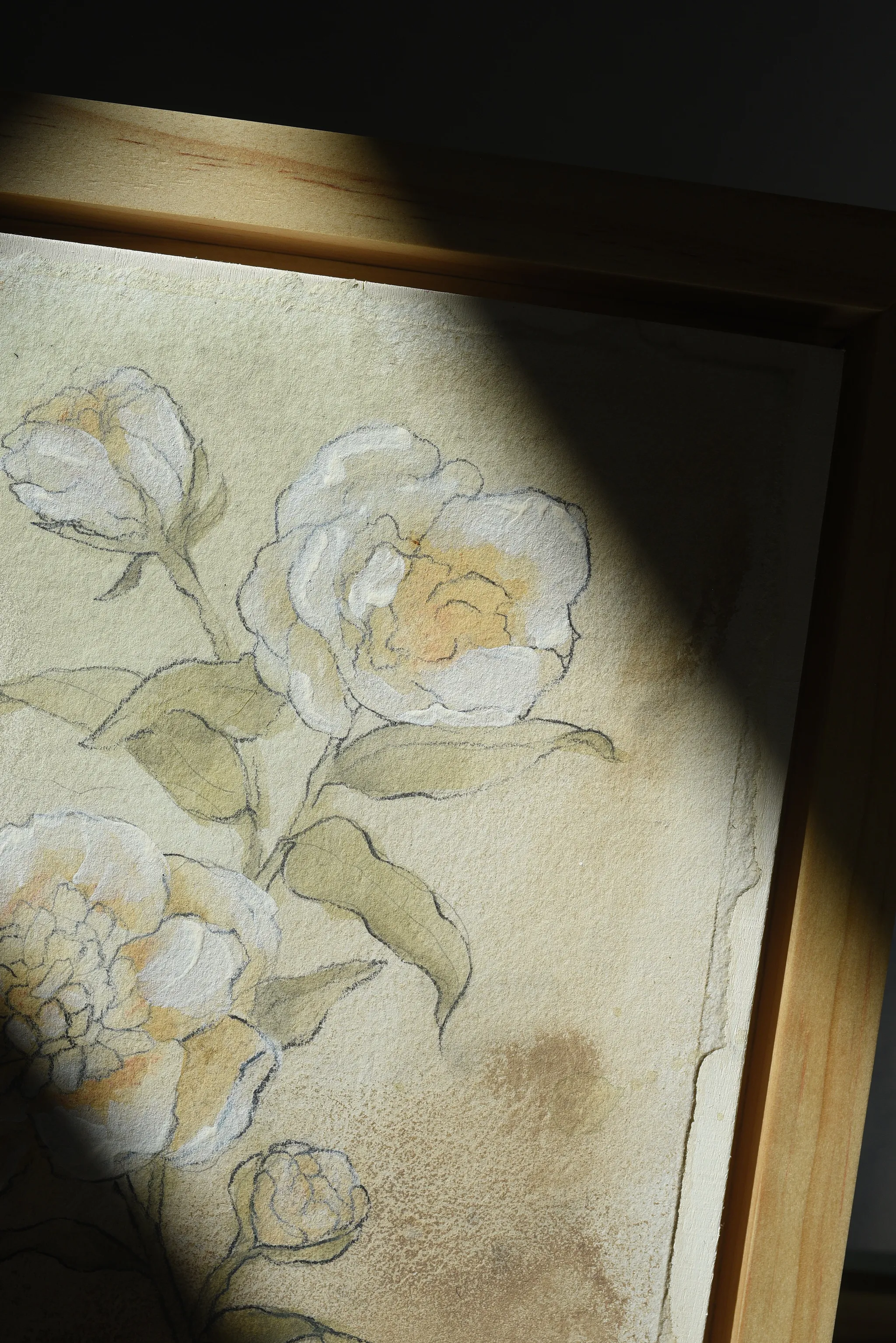 Gentle Bloom, view 12 of 13: this earthy-toned sketch of peonies and roses captures simplicity and elegance, with soft taupes, light greens, and whites.