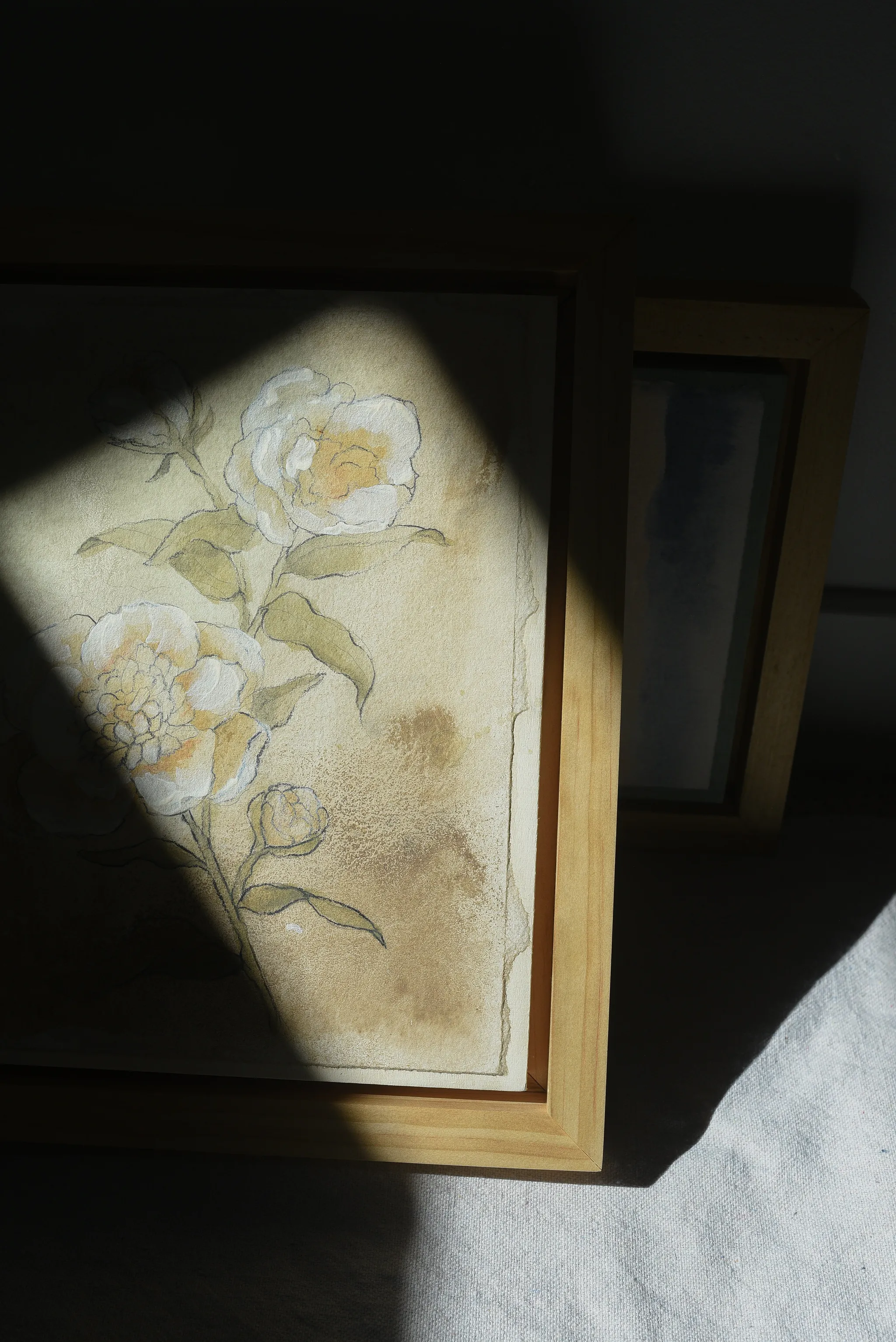 Gentle Bloom, view 13 of 13: this earthy-toned sketch of peonies and roses captures simplicity and elegance, with soft taupes, light greens, and whites.