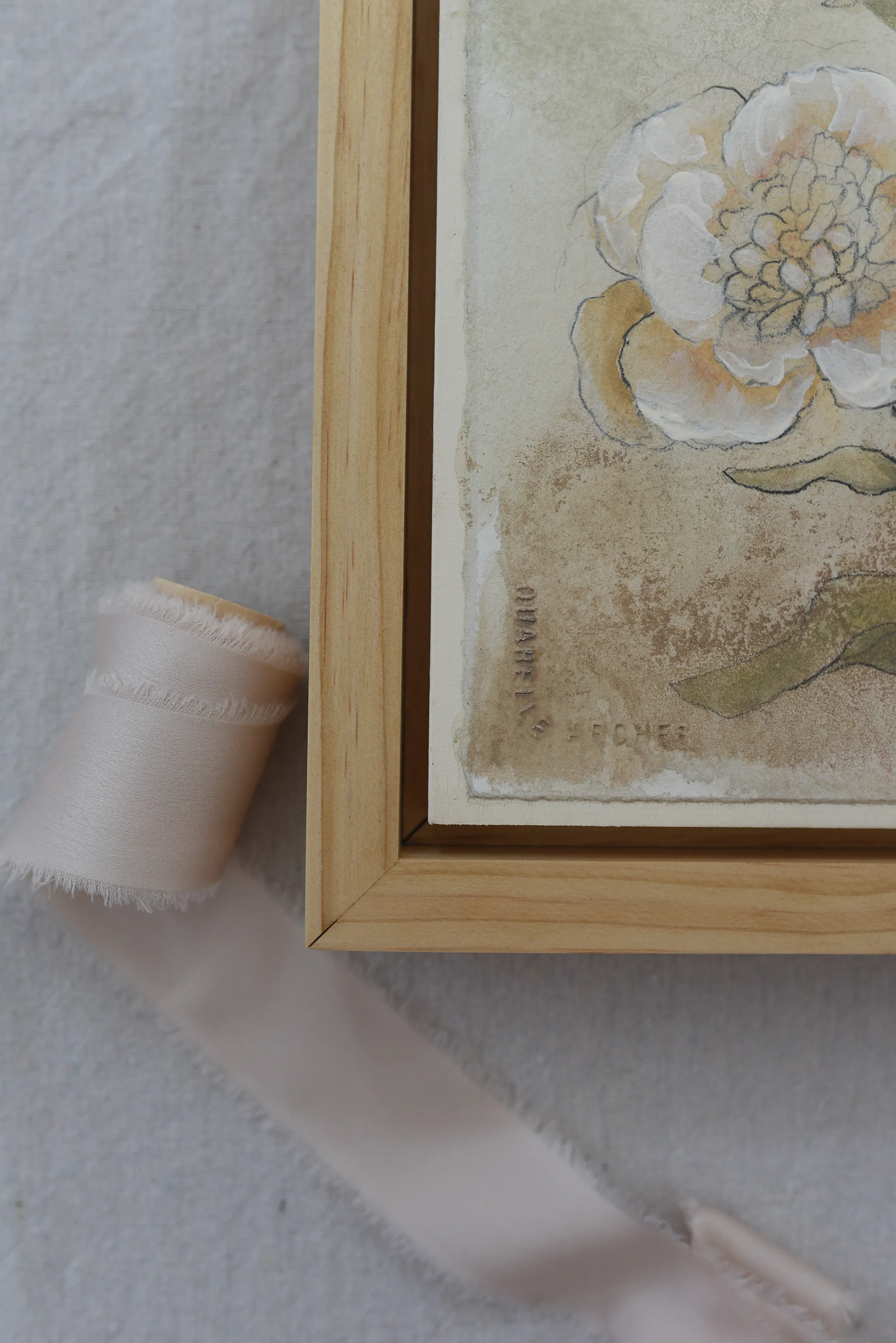 Gentle Bloom, view 5 of 13: this earthy-toned sketch of peonies and roses captures simplicity and elegance, with soft taupes, light greens, and whites.