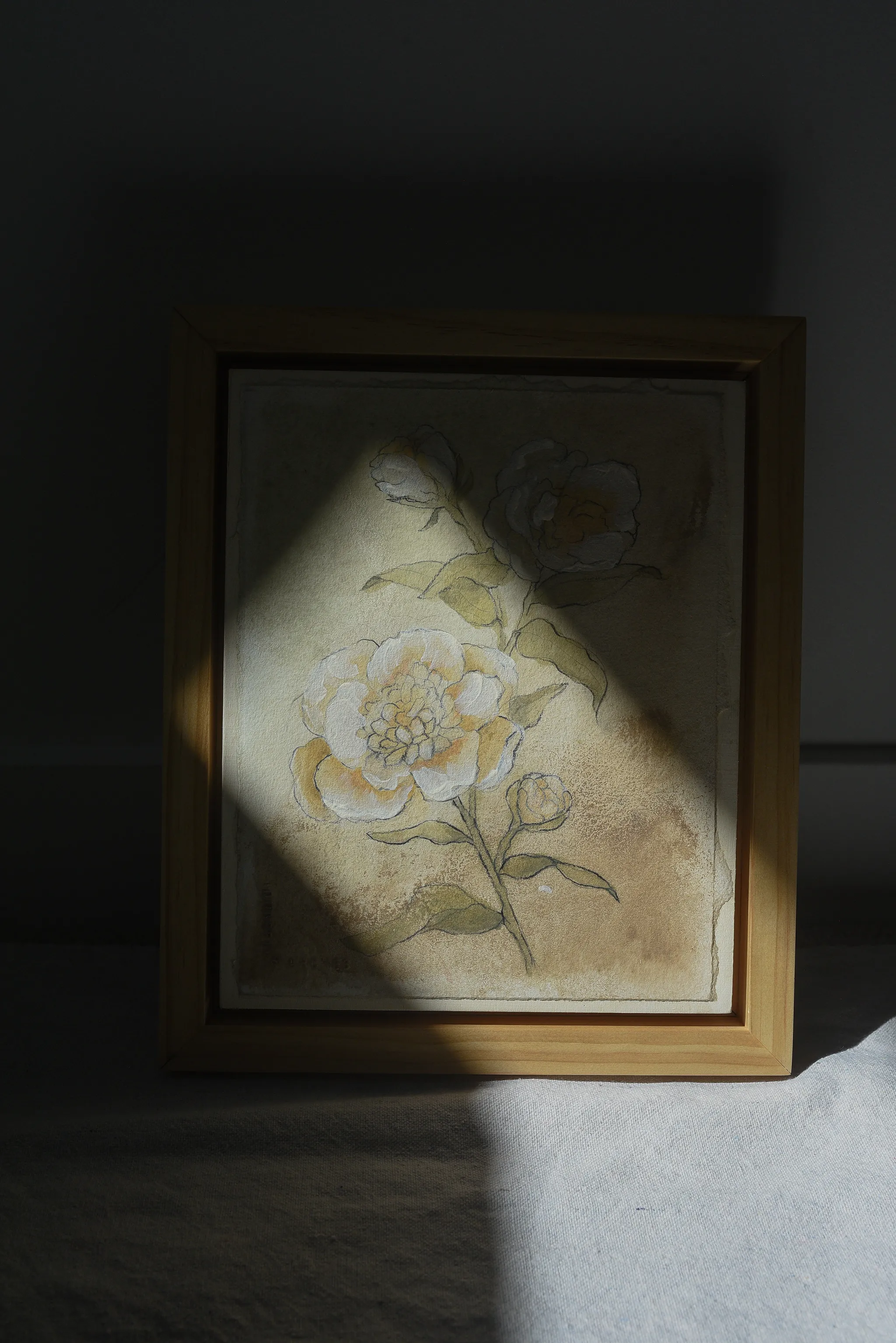 Gentle Bloom, view 9 of 13: this earthy-toned sketch of peonies and roses captures simplicity and elegance, with soft taupes, light greens, and whites.