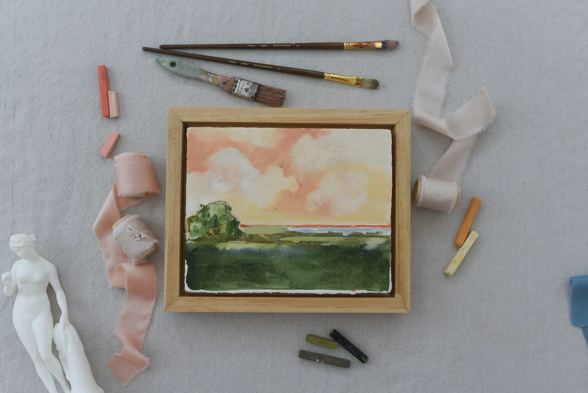 Hope horizon, view 7 of 10: **Hope Horizon** presents a vibrant landscape where warm, puffy clouds painted in soft peaches and radiant yellows dance across the sky, casting a.