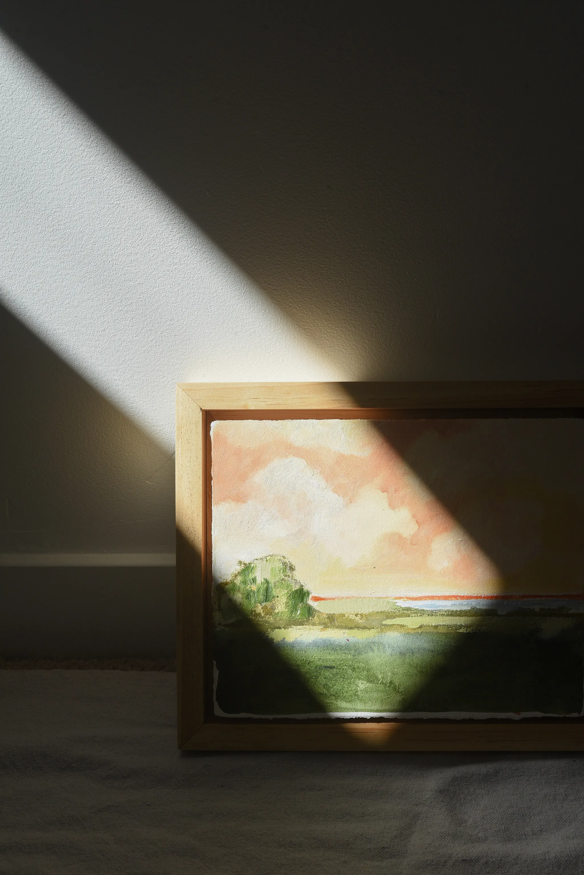Hope horizon, view 9 of 10: **Hope Horizon** presents a vibrant landscape where warm, puffy clouds painted in soft peaches and radiant yellows dance across the sky, casting a.
