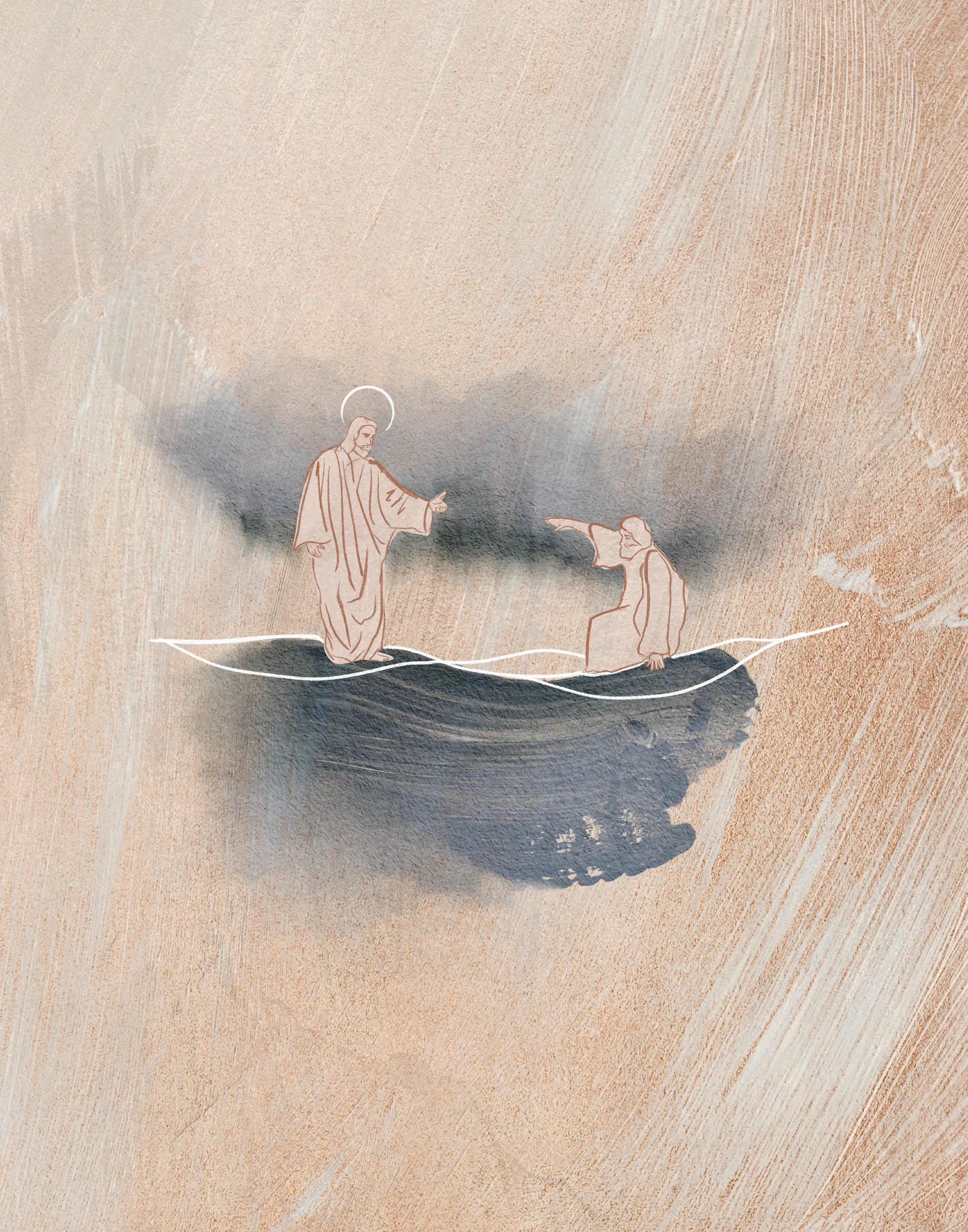 Jesus Christ Walking on Water, the full artwork.