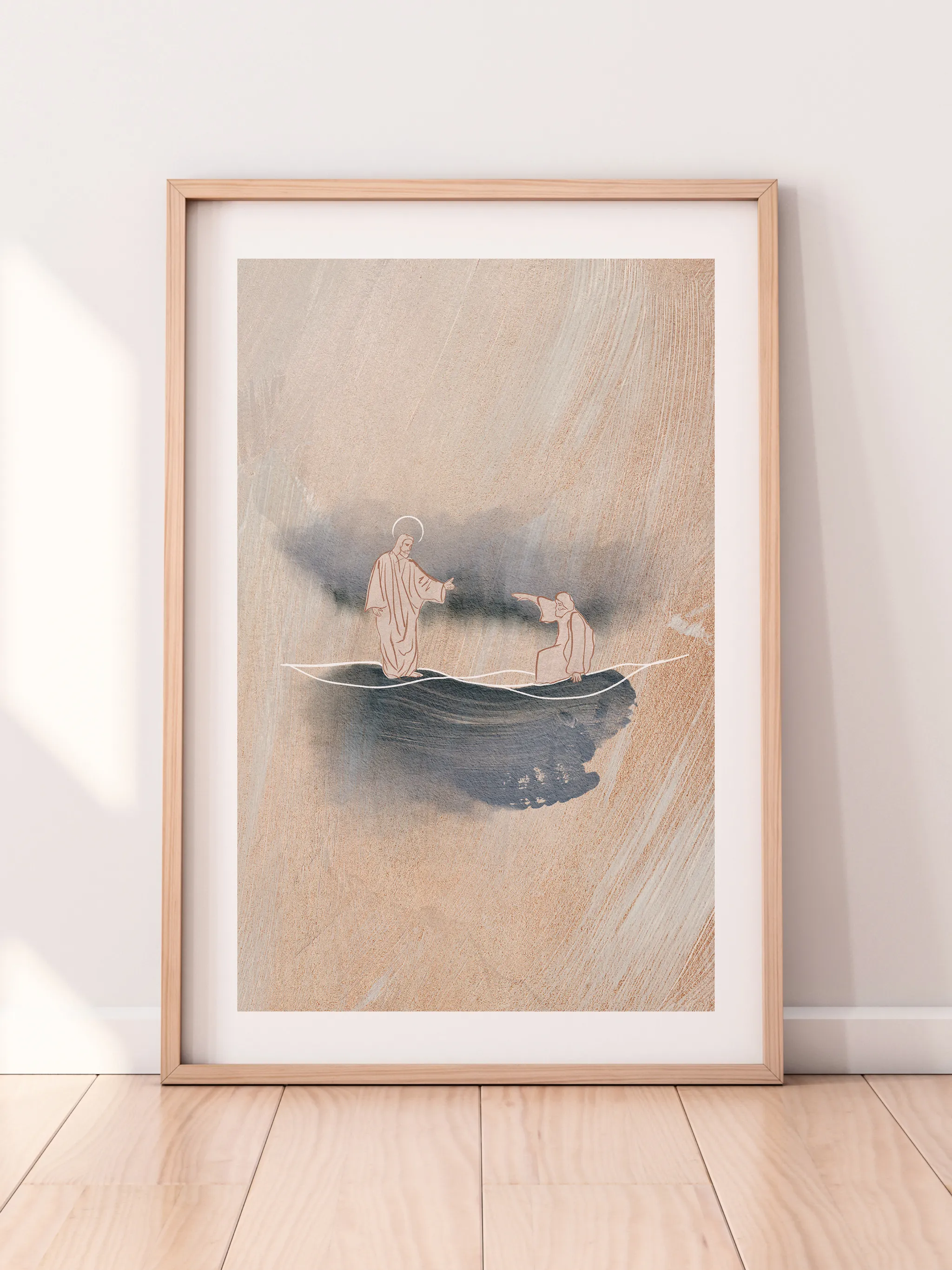 Jesus Christ Walking on Water, shown as a print.