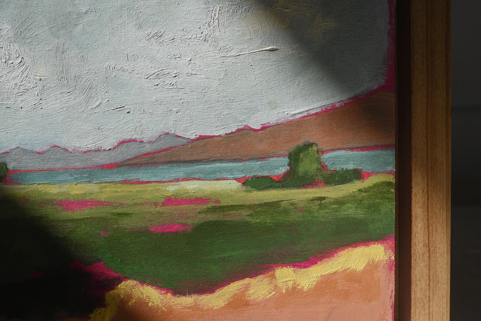 Lush Lake, view 6 of 9: the enchanting scene at Utah Lake during the evening, where a magenta underpainting subtly peeks through the lush tones.