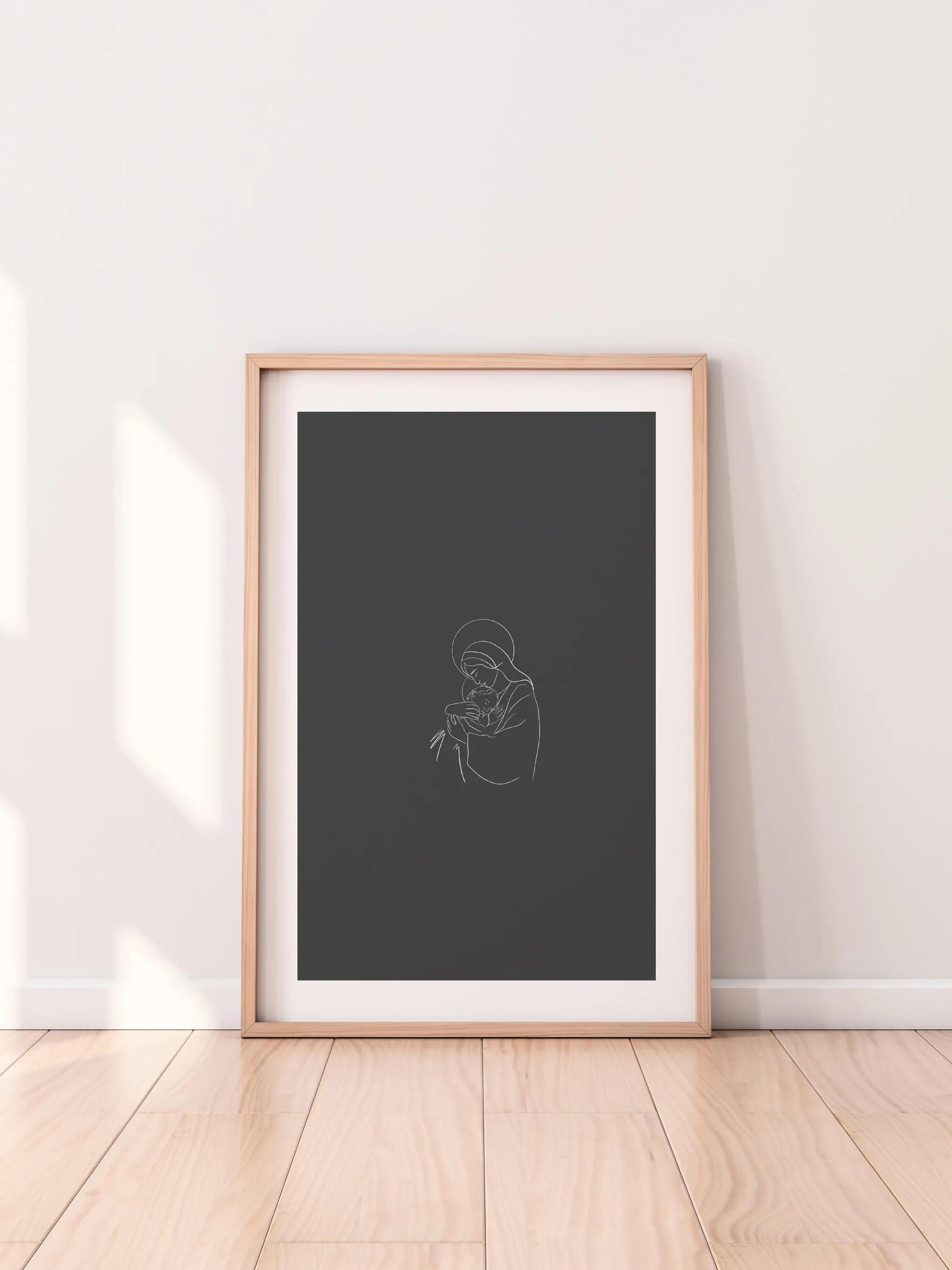 Mary and Jesus Outline Nativity, shown as a print.