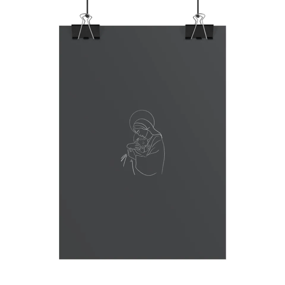 Mary and Jesus Outline Nativity, view 3 of 3: "And she brought forth her firstborn son, and wrapped him in swaddling clothes, and laid him in a manger; because there was no room for them in the.