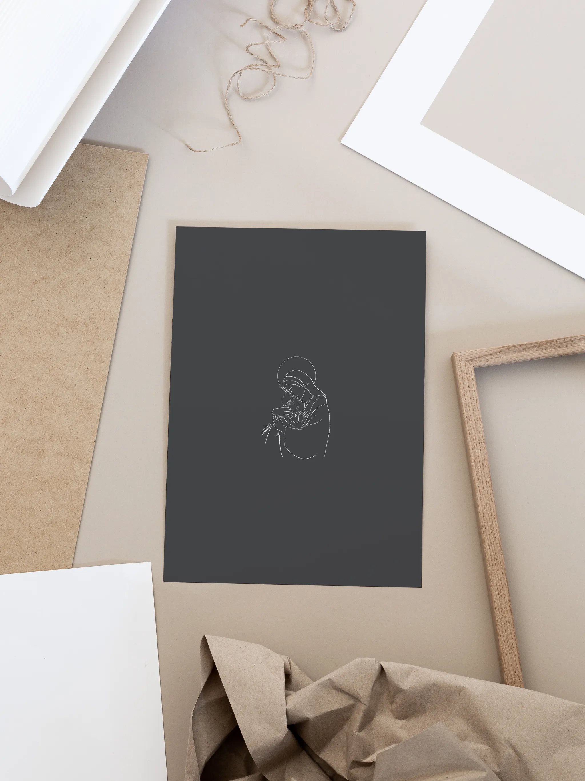 Mary and Jesus Outline Nativity, shown as a print.