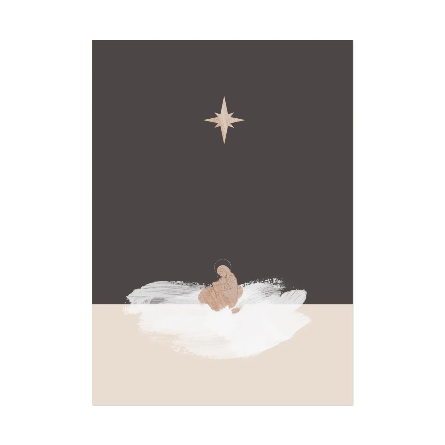 Mary and Jesus with Star, hand-drawn and painted, digitally assembled by McKenna Woolley.