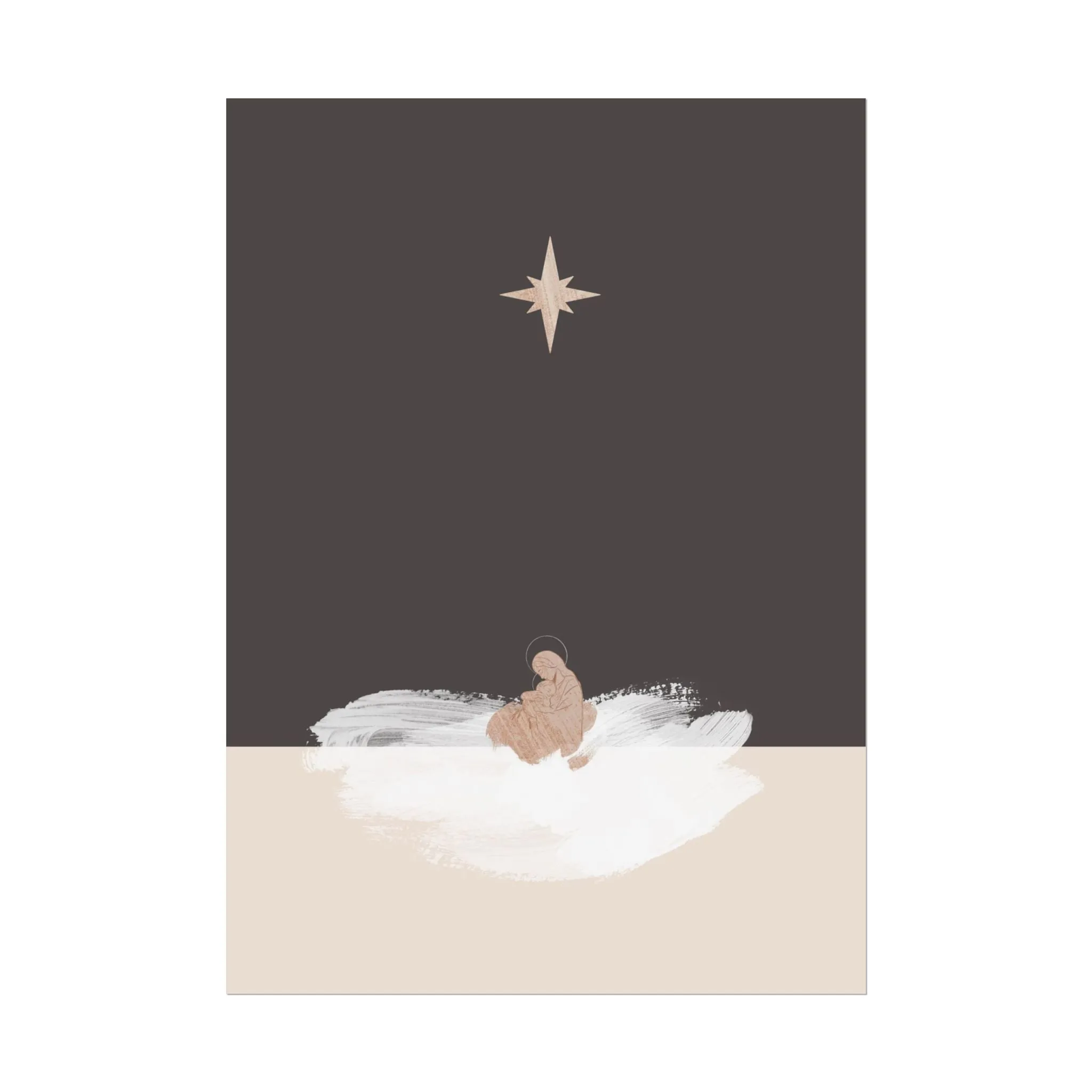 Mary and Jesus with Star, hand-drawn and painted, digitally assembled by McKenna Woolley.