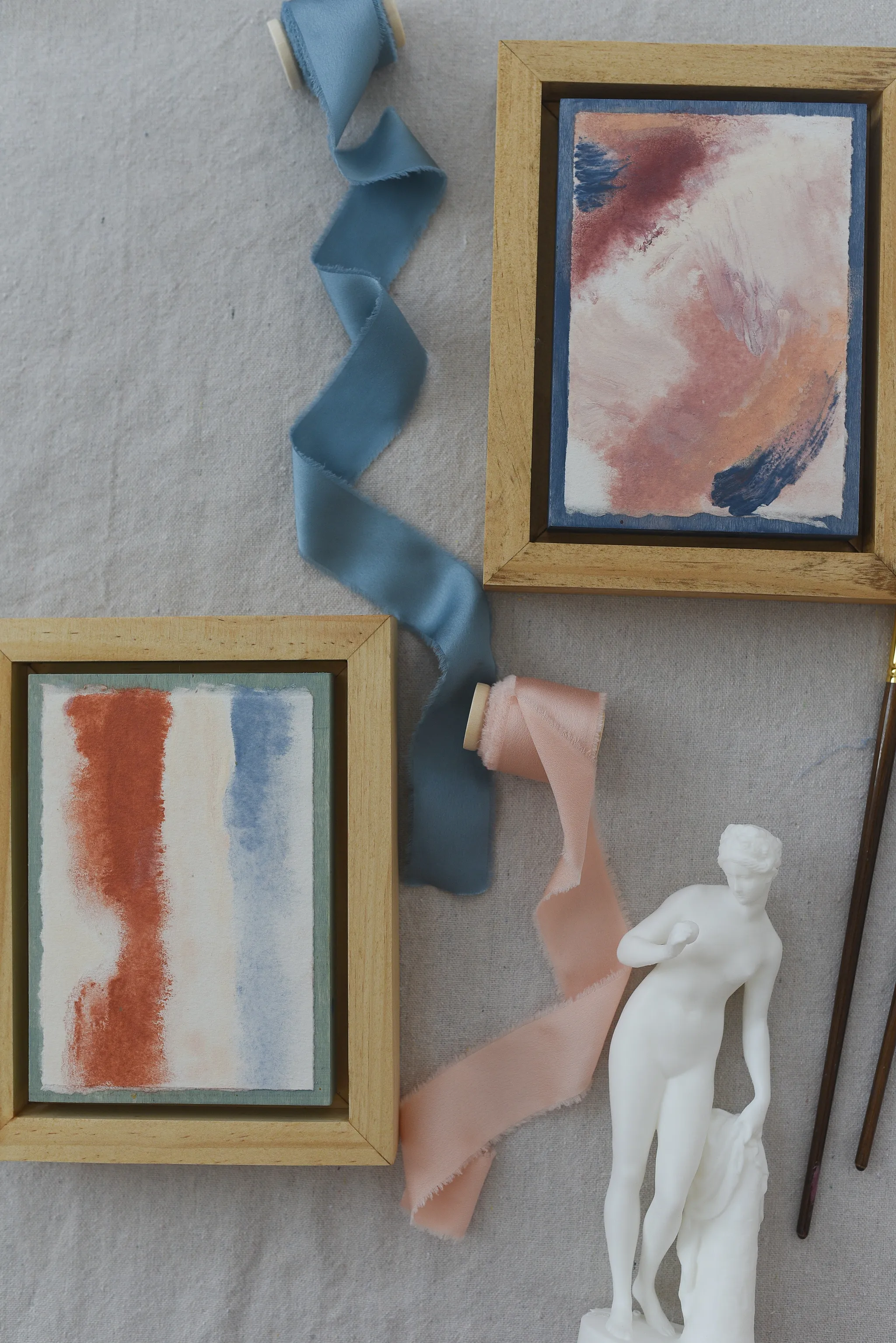 Sweet dreams, view 4 of 7: A soothing palette of French blue, soft pink, and creamy white, creating a gentle and heavenly atmosphere.